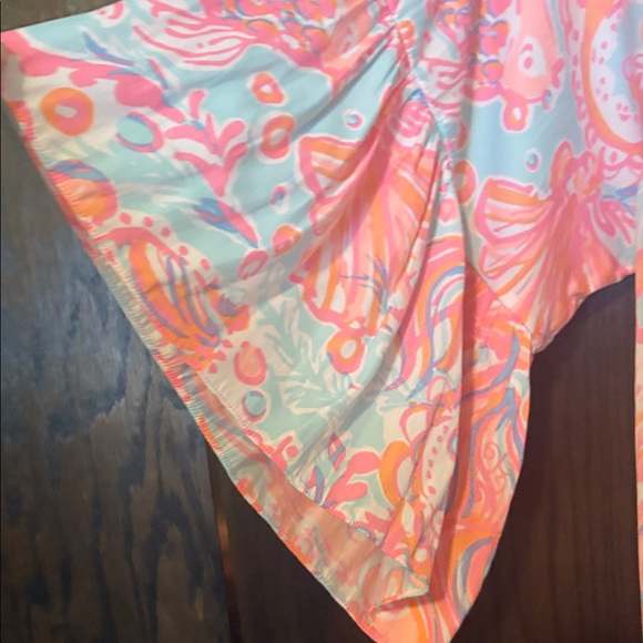 Lilly Pulitzer Pink and Orange Alanna Off Shoulder Dress XL - Picture 3 of 6